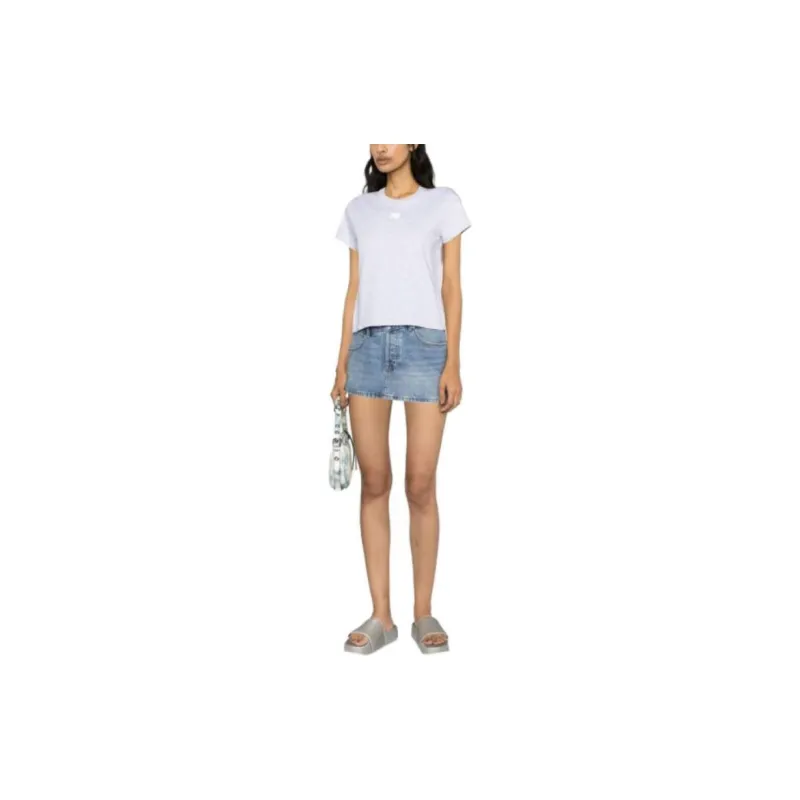 T By Alexander Wang Essential Jersey Puff Logo Shrunk Tee Heather Grey-1