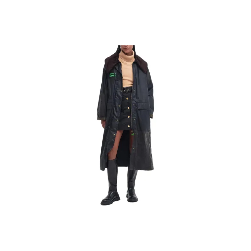 BARBOUR x GANNI Collaboration Burghley Wax Jacket Jackets & Coats Women's Marine Blue-1