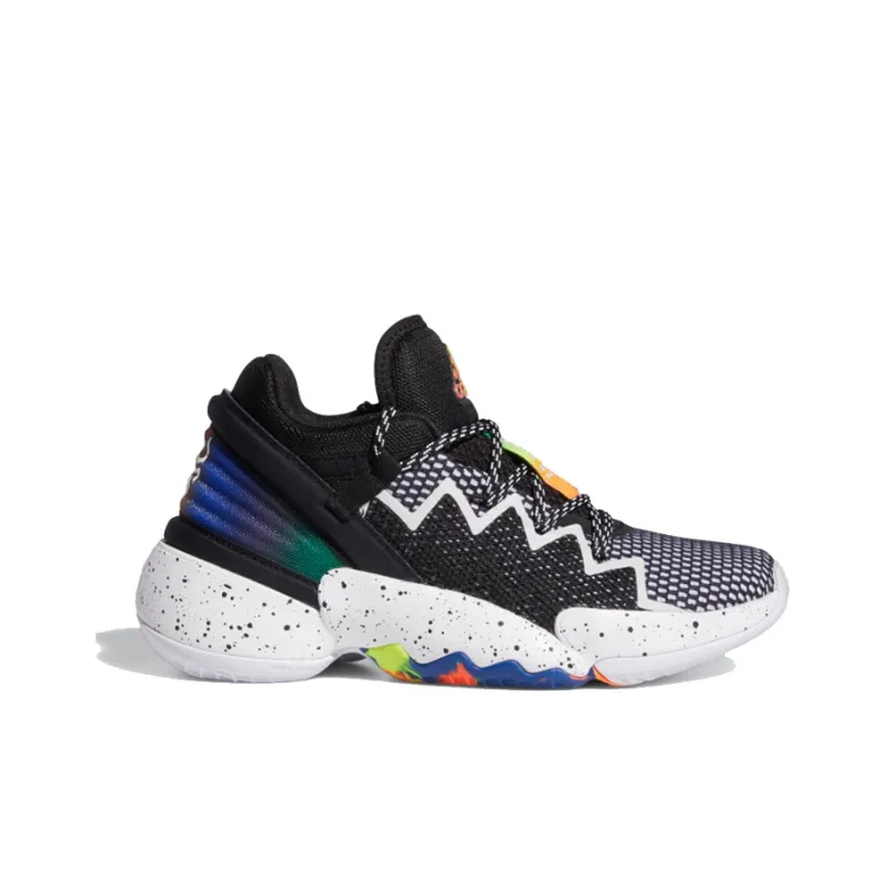 Adidas D.O.N. Issue #2 Breathable Low Top Children's Basketball Shoes Black Orange Green Teenagers-1