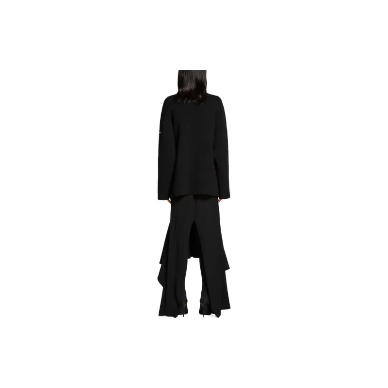 Balenciaga FW23 Knitted Fabric Cardigan Loose Fit Women's Black-2