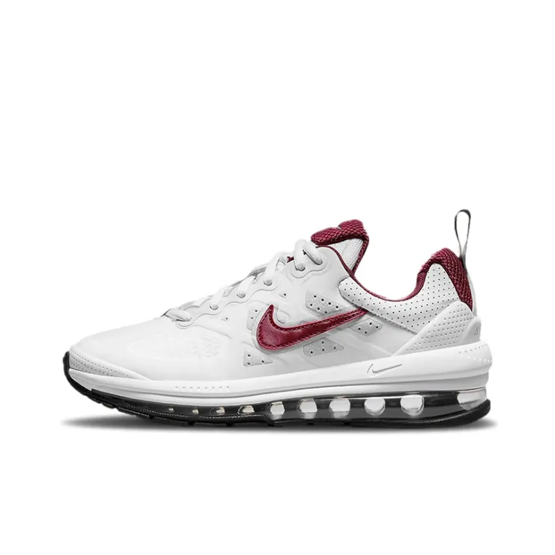 Nike Air Max Genome Slip-Resistant Cushioning Wear-Resistant Breathable Low-Top Kids' Running Shoes White Red Teenagers-0
