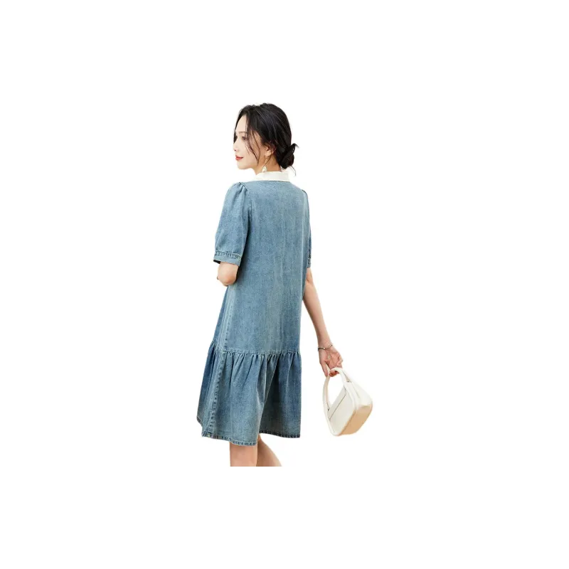 TERRE BLEUE SS24 Short Sleeved Dresses Women's Denim Blue-1