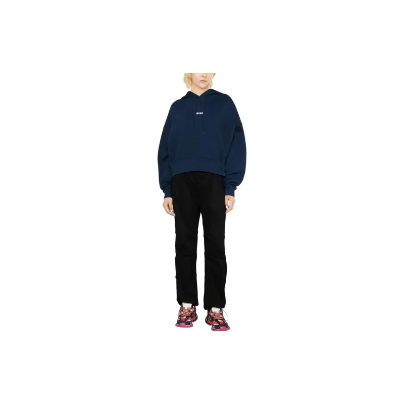 MSGM Logo print Cropped Hoodie-1