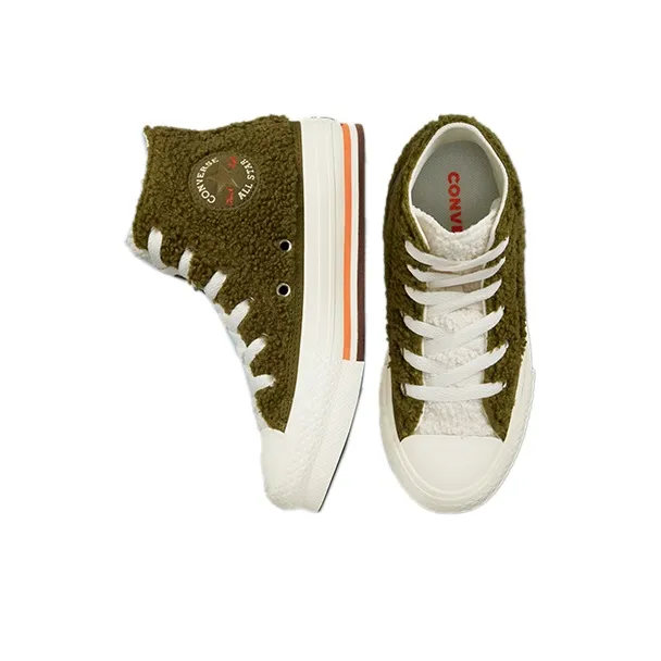 Converse Chuck Taylor All Star   Sherpa EVA Platform High GS 'Dark Moss Bold Mandarin'-3