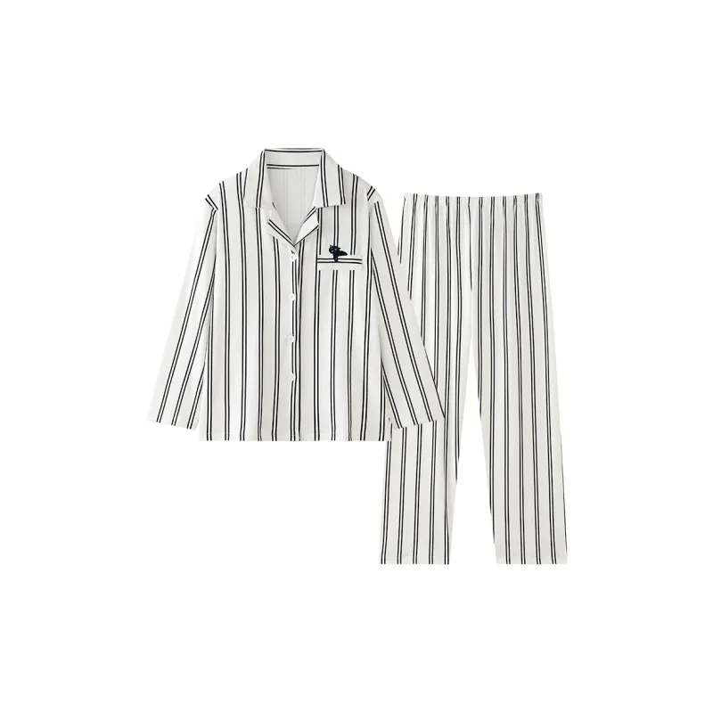 Han Ziduo Pajama Set Men's Stripes White-0