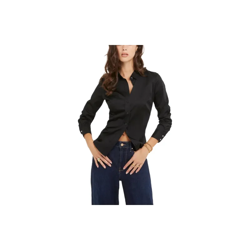 GUESS Classic Slim Fit Shirt Women's Black-1