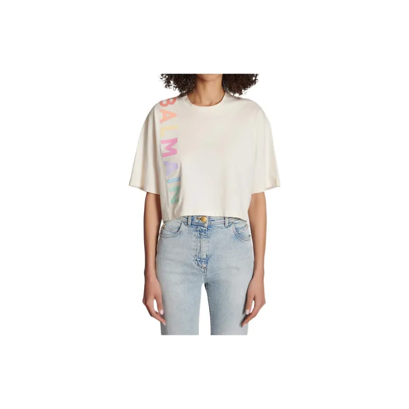 BALMAIN T Shirts Women's Beige-1