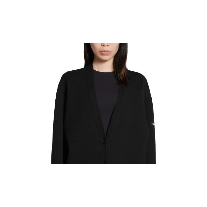 Balenciaga FW23 Knitted Fabric Cardigan Loose Fit Women's Black-5