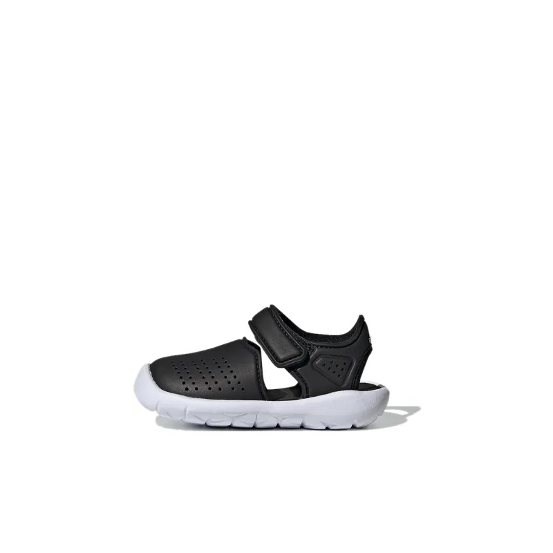 Adidas Fortaswim Stripes I Slip-Resistant Anti-Kick Wear-Resistant Low-Top Toddler Shoes Black White Infant And Toddler-0