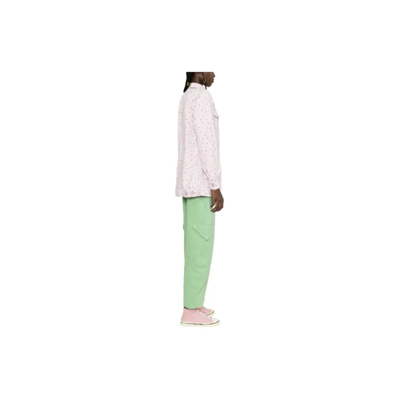 GANNI Print Denim Oversized Jacket 'Pink'-3