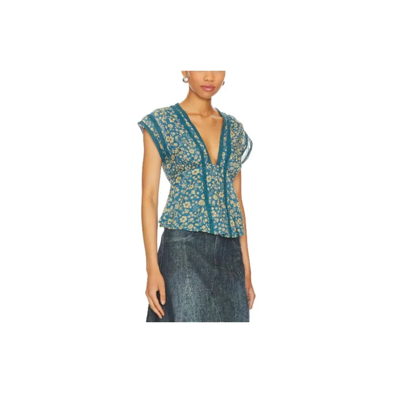 FREE PEOPLE T-Shirt Women's Blue-3