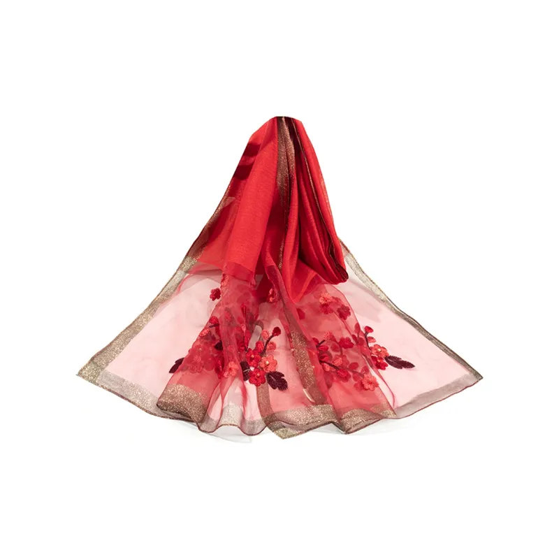 Shanghai Story Polyester Silk Scarves Women's Beaded Feather Fall-20