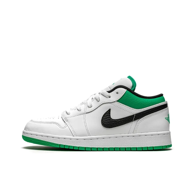 Jordan 1 Low White Lucky Green Tumbled Leather GS-0