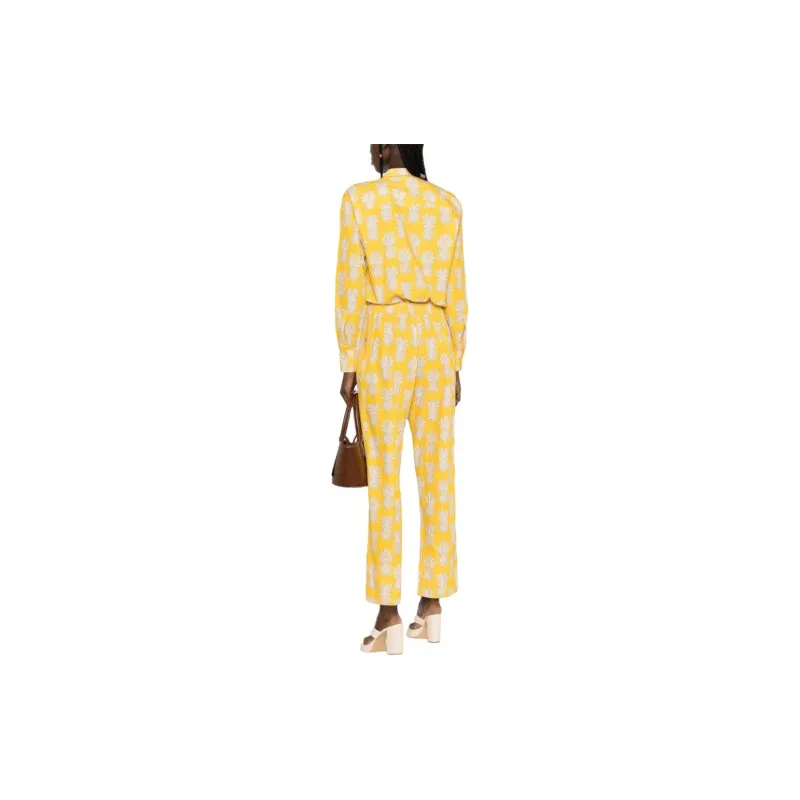 La DOUBLEJ. Aviator Pineapple print Cotton Jumpsuit-1