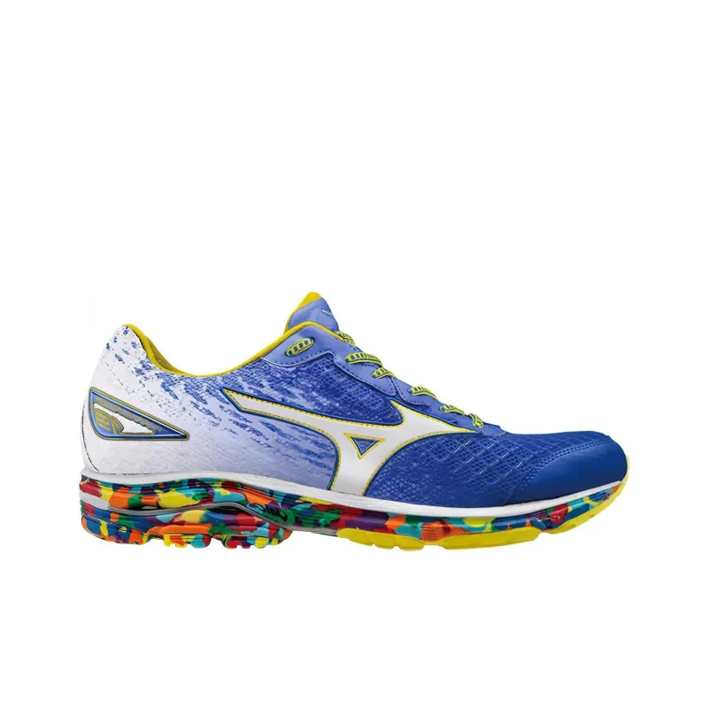 Mizuno Wave Rider 19 Cushioned Slip-Resistant Low-Top Running Shoes Men's Blue White-1