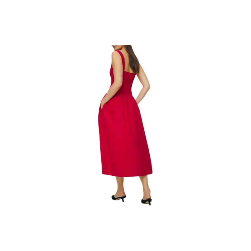 REFORMATION Sariah Dress Slip Dresses Women's Cherry Color-2