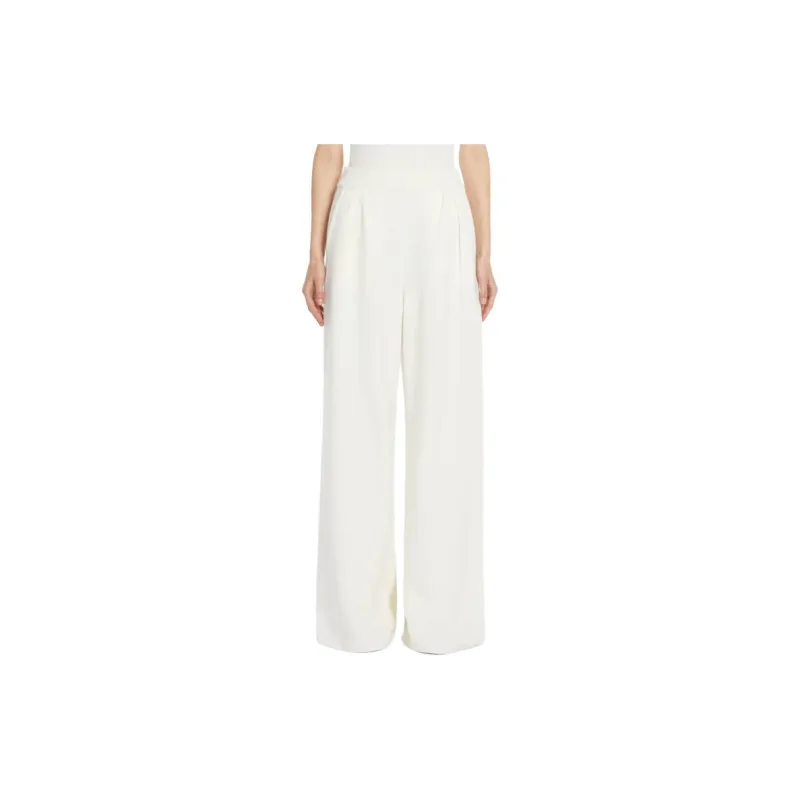 MaxMara Nocera Collection Wide Leg Wool Trousers Casual Pants Women's White-2