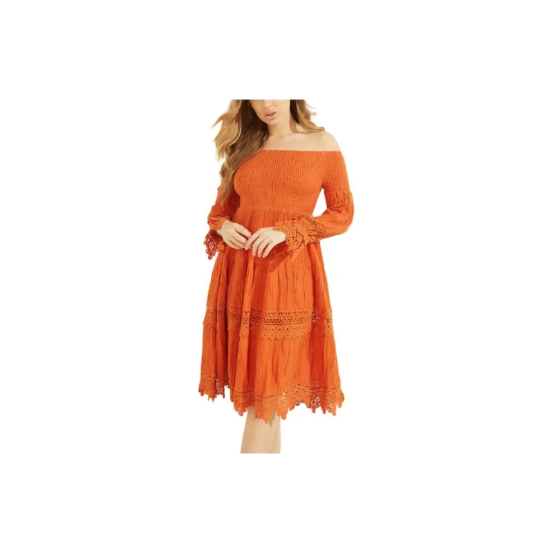 GUESS Amber Off-the-Shoulder Dress Long-Sleeved Dresses Women's Amber-1