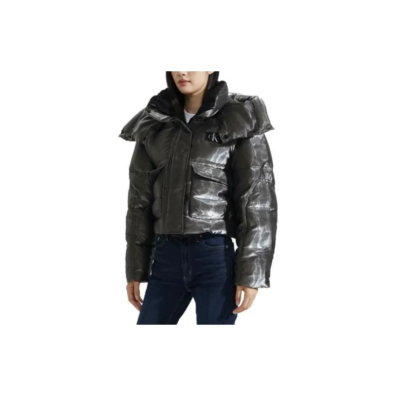 CALVIN KLEIN Puffer Jacket Women's Gray Tin Can-3