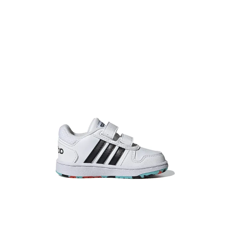 Adidas Neo Hoops 2.0 Abrasion Resistant Low Top Toddler Shoes White Black Infant And Toddler-1