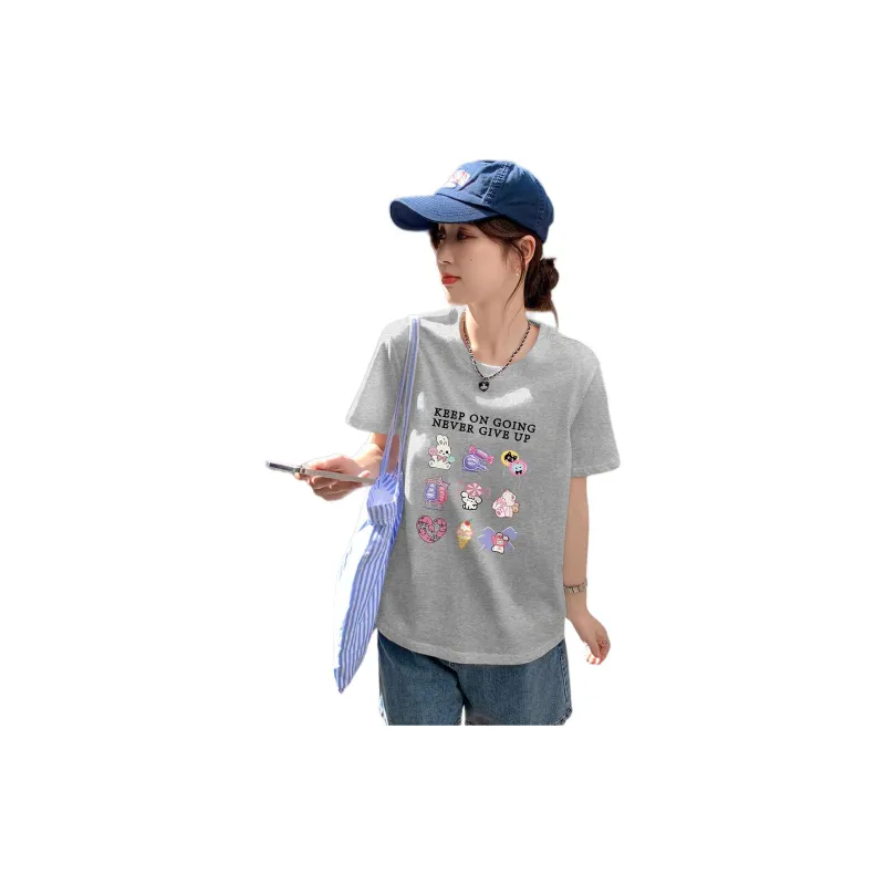 Tonlion T Shirt Women's Light Heather Gray-3