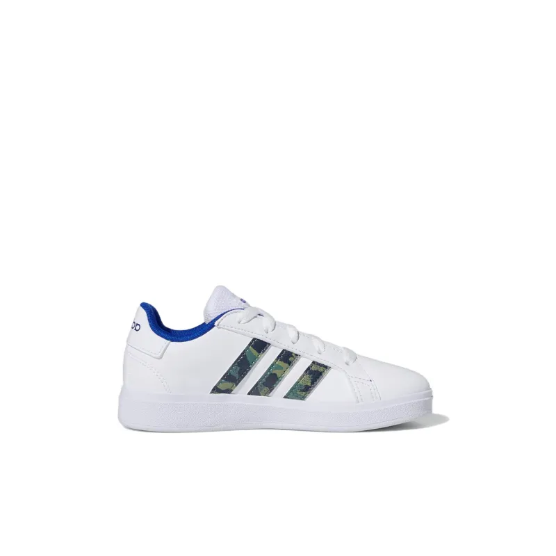 Adidas Neo GRAND COURT K Abrasion Resistant Low Top Kids' Skateboarding Shoes White Green Blue Kids'-1