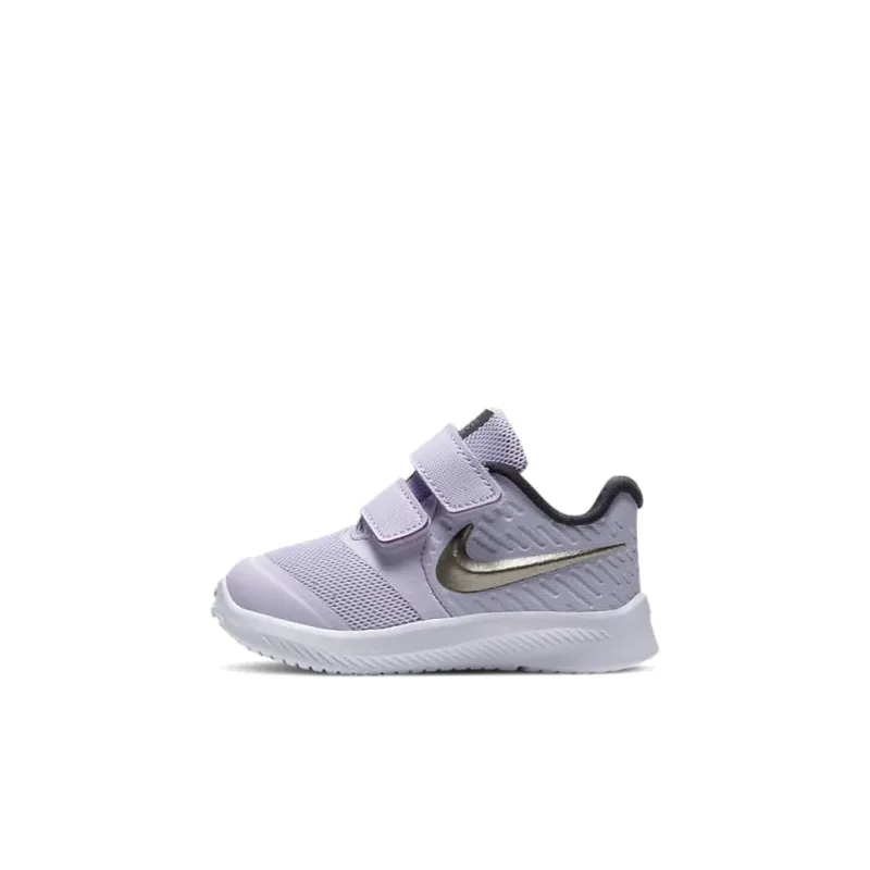 Nike Star Runner 2 Anti Slip Wear Resistant Low Top Casual Running Shoes Light Purple Silver Infant And Toddler-0