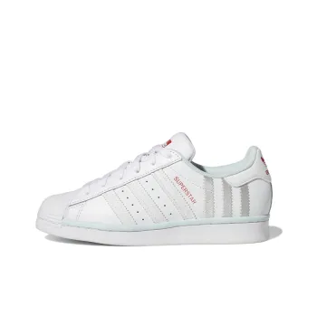 Adidas Originals Superstar Series J Wear Resistant Low Top Kids' Skateboarding Shoes White Gray Teenagers