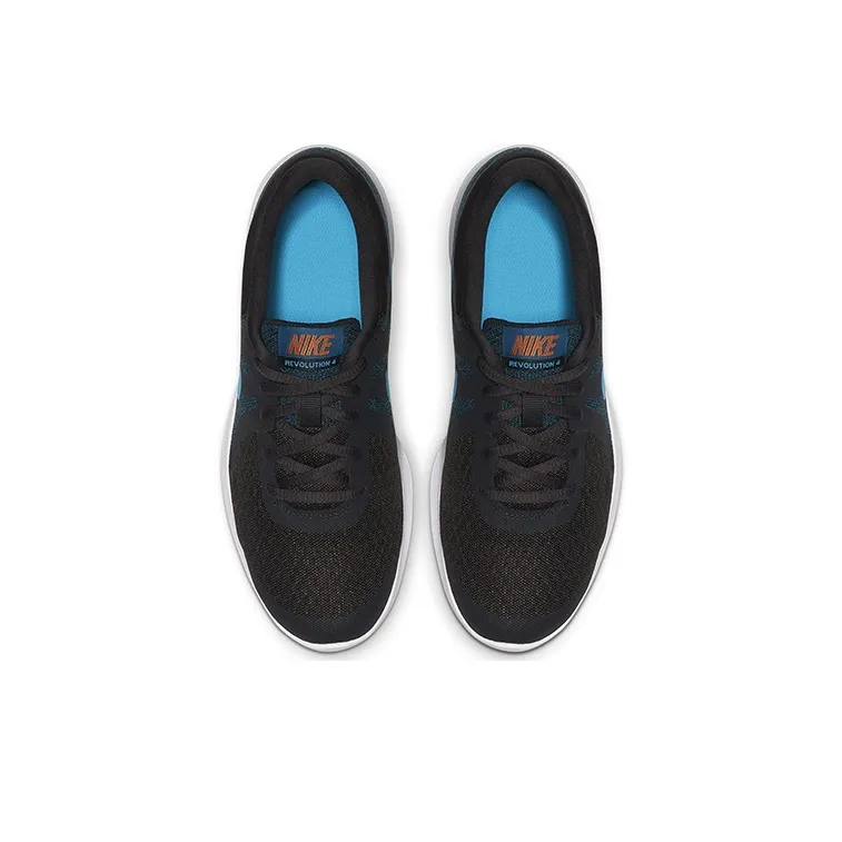 Nike REVOLUTION 4 Slip Resistant Shock Absorbers Low Top Kids' Running Shoes Black Blue Teenagers-3