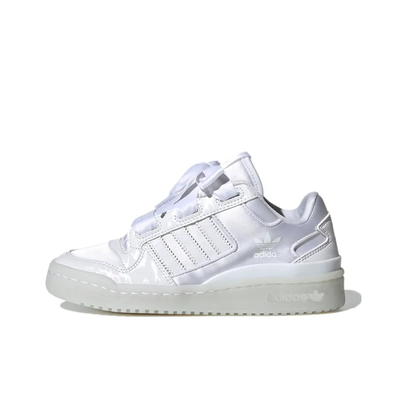Adidas Originals FORUM Satin Low J Abrasion Resistant Low Top Skateboard Shoes White Teenagers-0