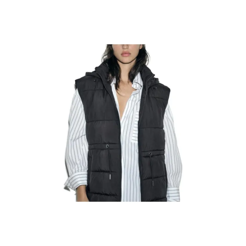ZARA Puffer Jackets Women's Black-7