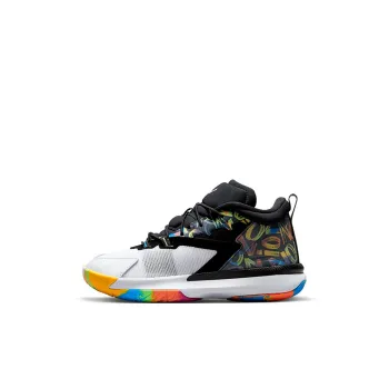 Jordan Zion 1 Slip Resistant Cushioning Wear Resistant Mid Top Basketball Shoes Black White Children Aged 3 7 Years Old