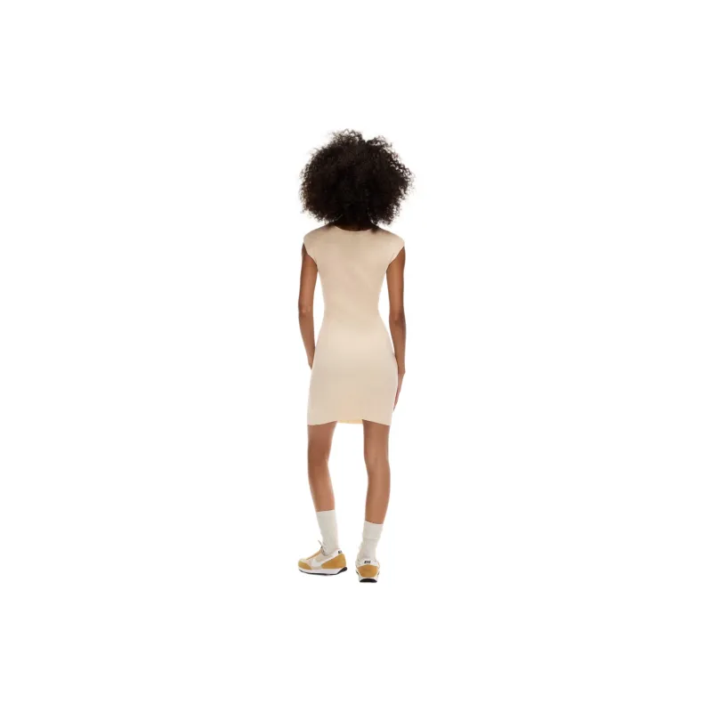 ARITZIA Wilfred Free Cut-Out Knit Mini Dress Short-Sleeved Dresses Women's Heather Flax Beige/Stone Heather Linen Beige-3