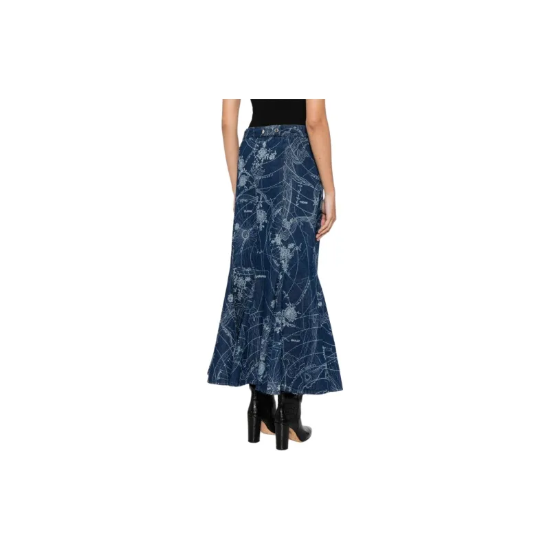 OFF WHITE Casual Long Skirt Regular Women's Blue-3