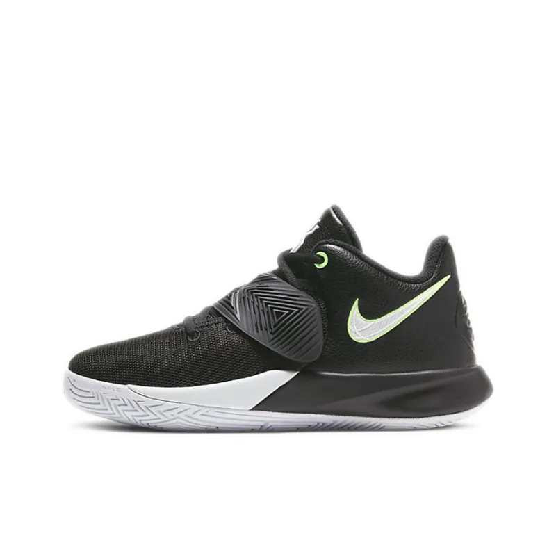 Nike Flytrap 3 Slip Resistant Cushioning Wear Resistant Low Top Children's Basketball Shoes Black White Green Teenagers-0