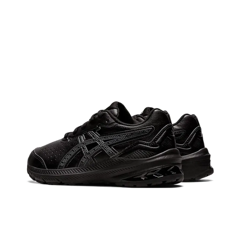 Asics GT 1000 Leather 2 Cushioning Wear Resistant Low Top Kids' Running Shoes Black Teenagers-3
