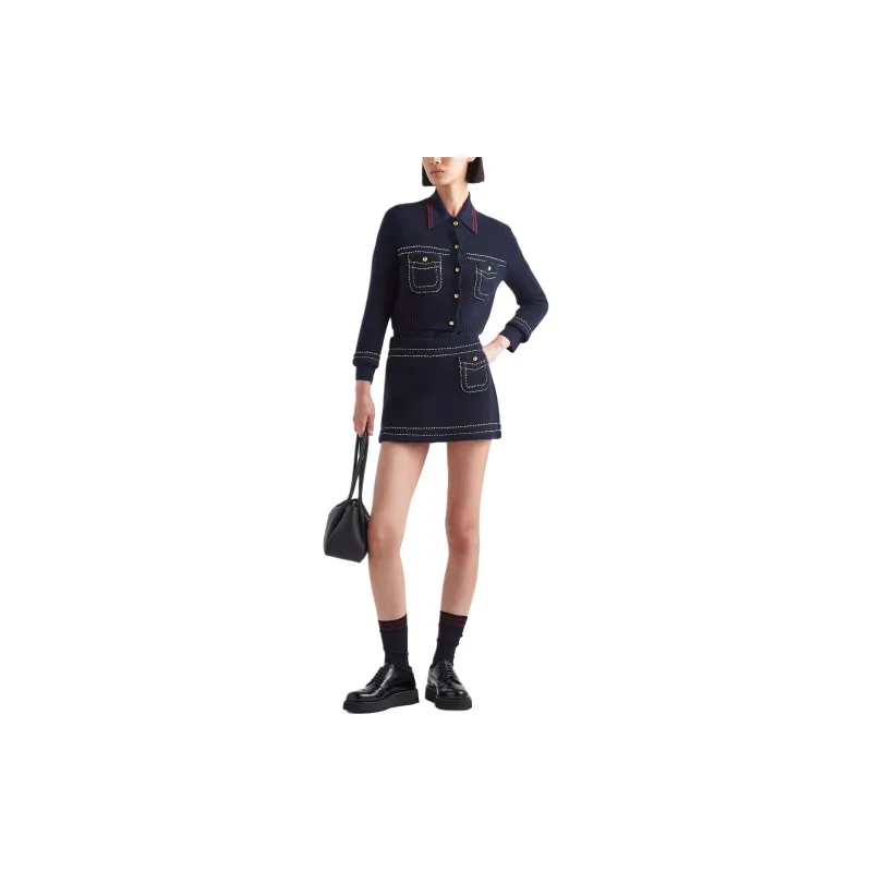 PRADA Casual Short Skirts Women's Navy-1