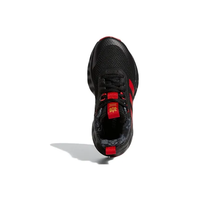 Adidas OwnTheGame CNY K Anti Slip Wear Resistant Mid Top Children's Basketball Shoes Black Red Kids'-4