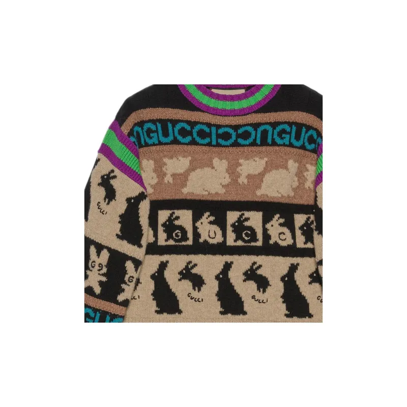 GUCCI Wool Patterned Jacquard Jumper-4