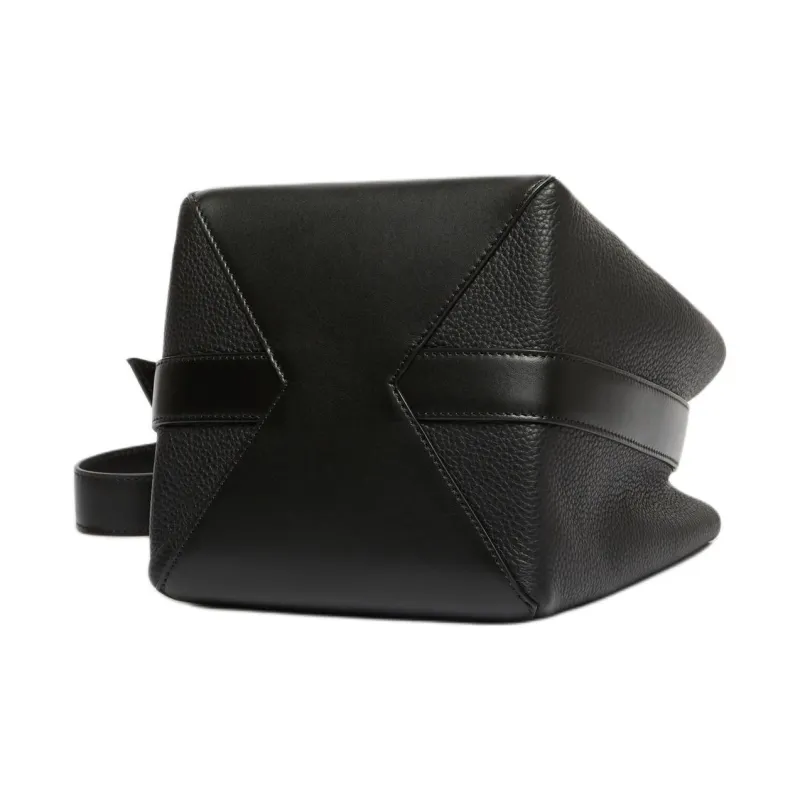 MaxMara Deer-Print Calfskin Bucket Bags Shoulder Bag Crossbody Bag Small Size Women's Black-3