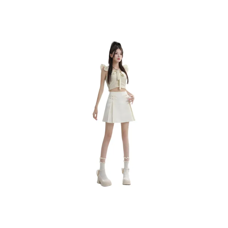 JASONWOOD SS24 Casual Short Skirts Women's Cream Apricot-1