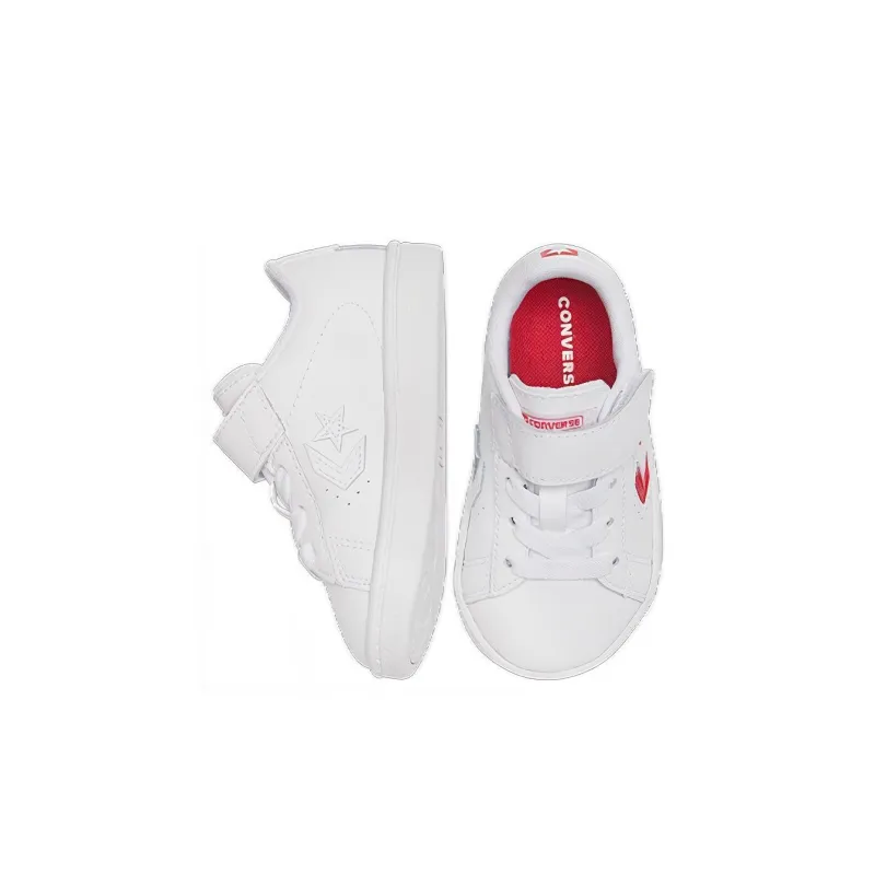 Converse Cons Pro Leather Slip-Resistant Cushioning Wear-Resistant Low-Top Toddler Shoes White Red Infant And Toddler-3