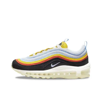 Nike Air Max 97 Cushioning Anti Slip And Wear Resistant Low Top Kids' Running Shoes Black White Yellow Teenagers