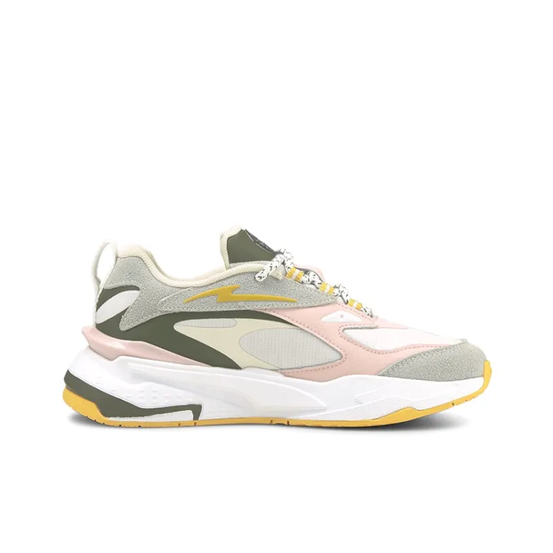 PUMA RS-Fast Time4Change Cushioned Slip-Resistant Low-Top Kids' Running Shoes Gray Green Pink Teenagers-1