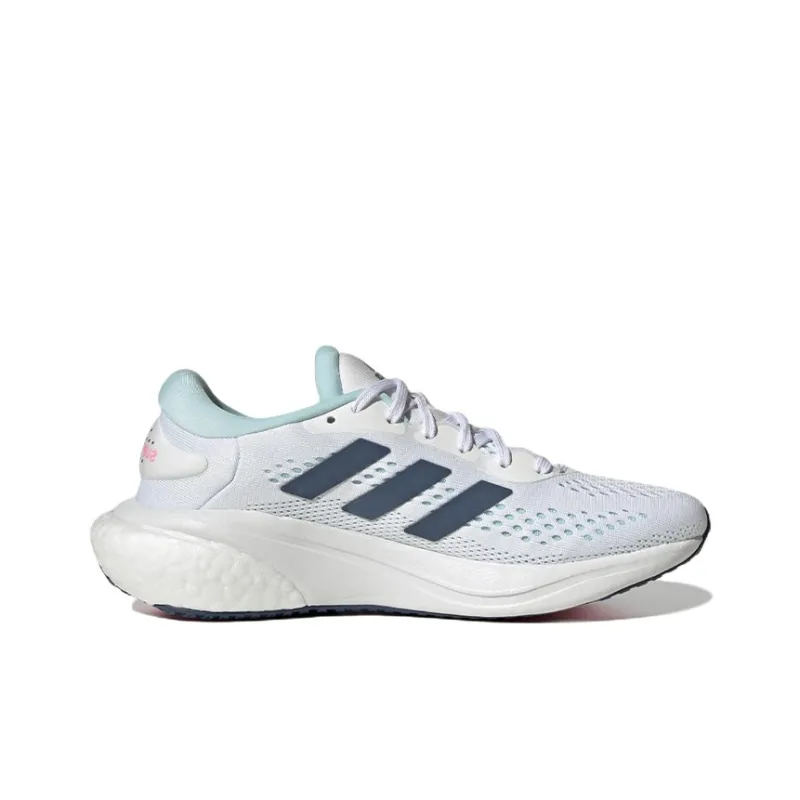 Adidas Supernova 2 J Abrasion Resistant Breathable Low Top Running Shoes White Blue Teenagers-1