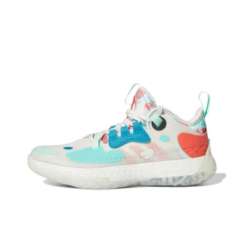 Adidas Harden Vol.5 Slip Resistant Anti Kick Low Top Performance Basketball Shoes White Green Red Teenagers