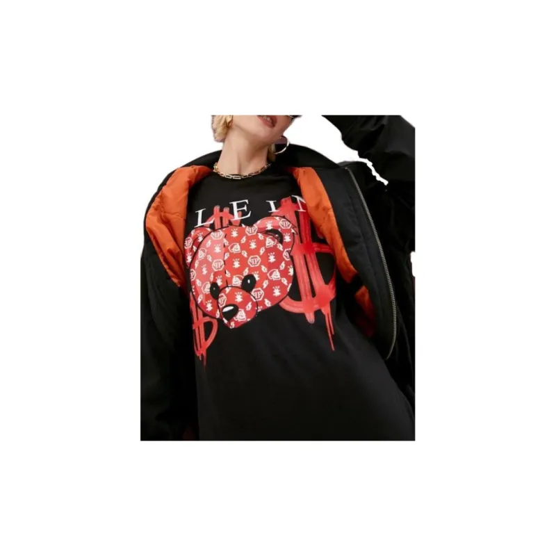 PHILIPP PLEIN Drop Shoulder Sleeve T Shirt Women's Black-3