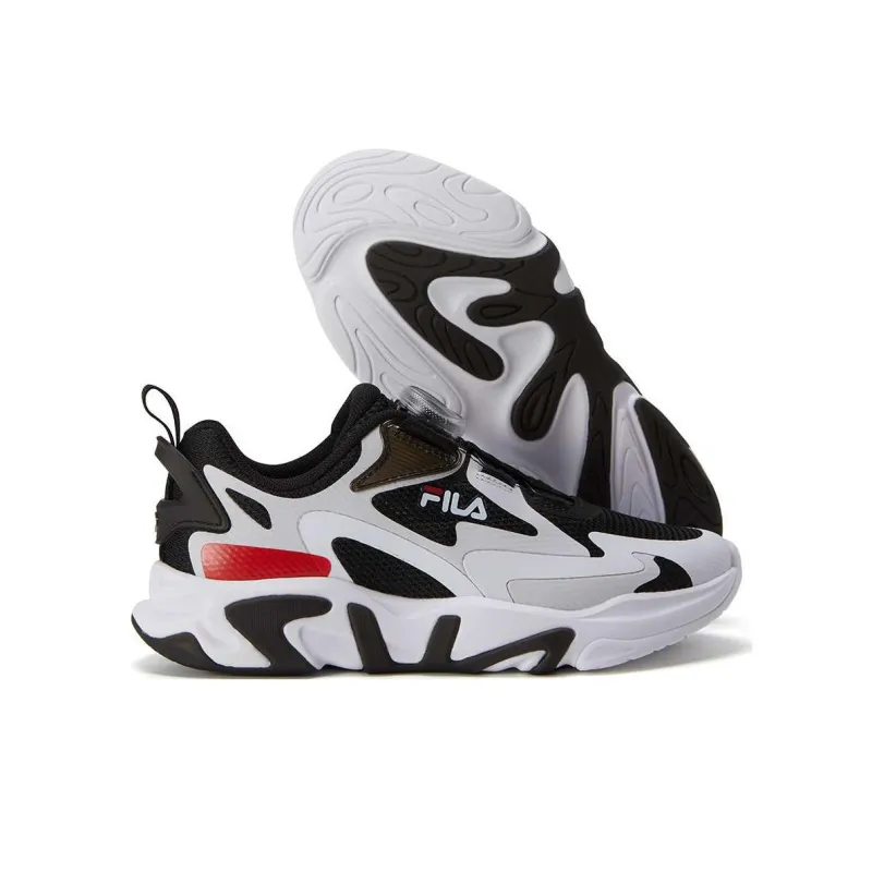 FILA KIDS BOA Slip Resistant Cushioning Wear Resistant Low Top Kids' Running Shoes White Black Teenagers-3