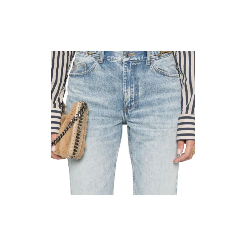 Stella McCartney Clasp Embellished Mid Rise Tapered Jeans-4