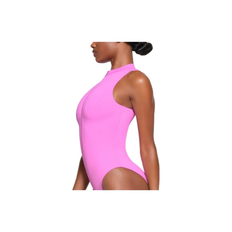 SKIMS SIGNATURE SWIM ZIP FRONT SLEEVELESS ONE PIECE One-piece Swimsuit Women's NEON ORCHID/Neon Orchid-3